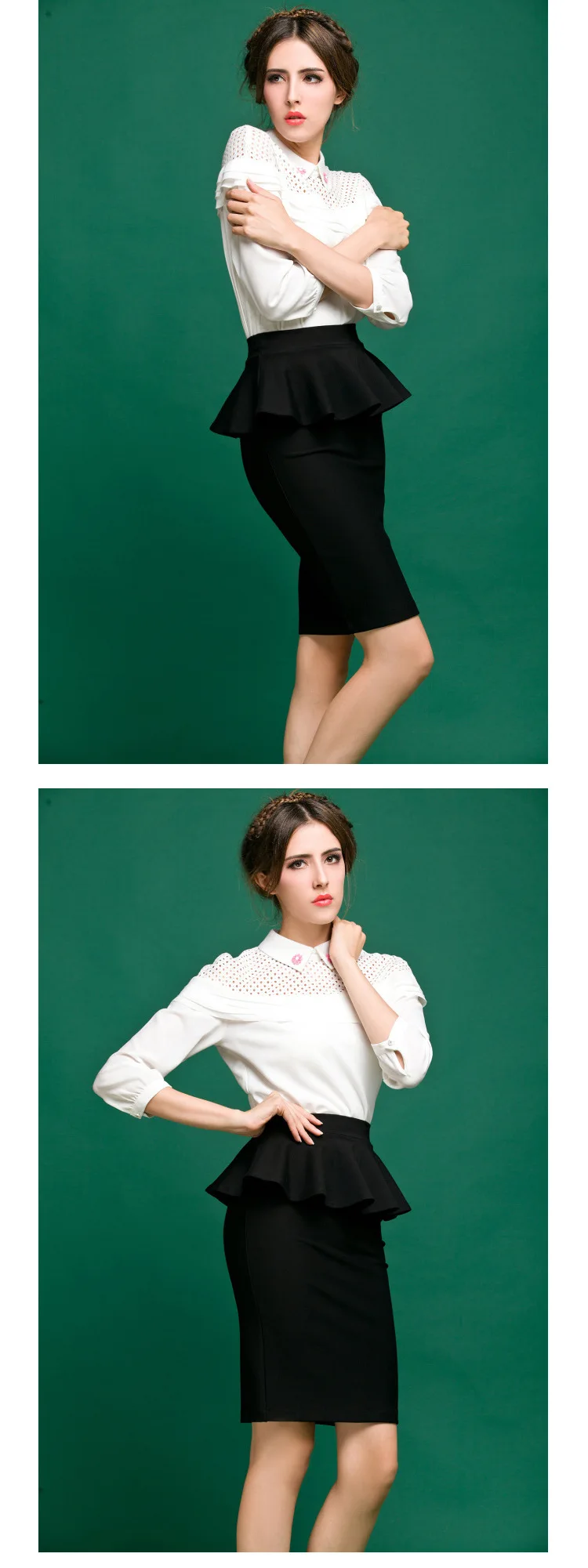 Плюс Размеры 5XL 6XL 7XL 8XL Bodycon Высокая талия баски юбка-карандаш дамы Винтаж ретро модные миди Юбки-карандаши хаки Saias