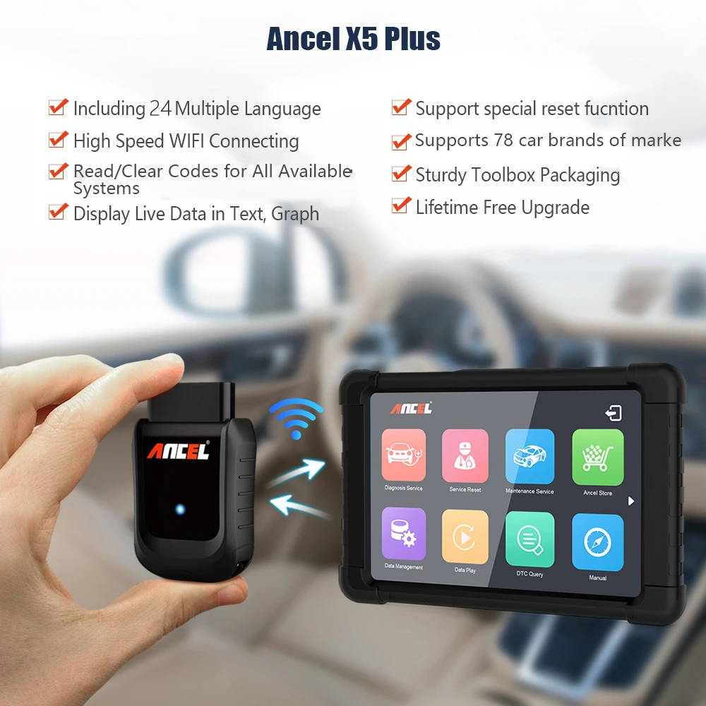 Диагностический сканер ANCEL X5 для всех систем многоязычный инструмент