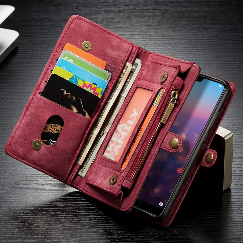 CaseMe из натуральной кожи кошелек чехол для телефона чехол для huawei Коврики 20 P30 P20 Pro/Коврики 20 P20 P30 многофункциональный чехол денежных карман для карт - Цвет: Красный