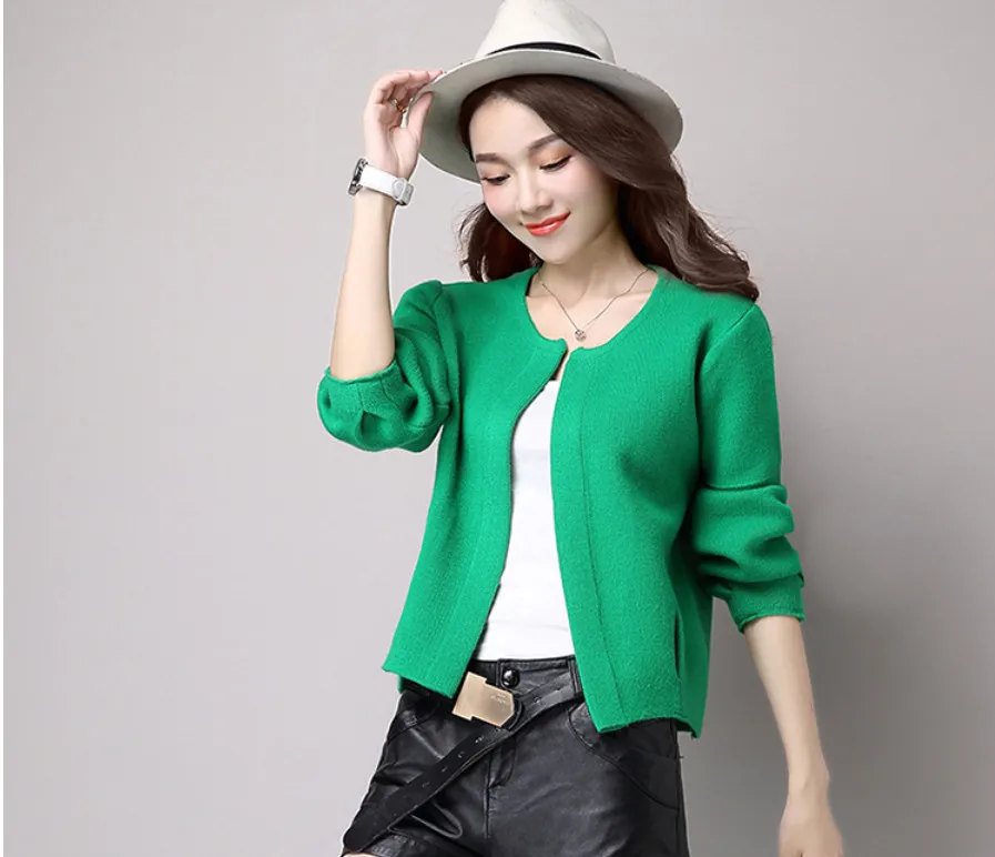 Женский кардиган больших размеров верхняя одежда S ~ 3 XXXL 2017 Осенний вязаный