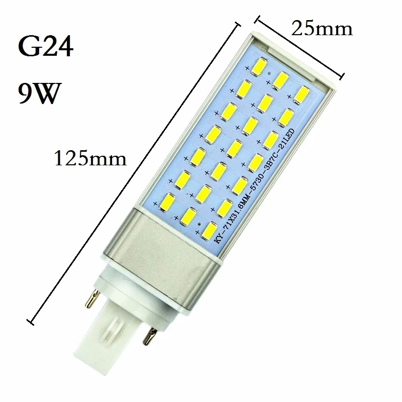 LED Лампада G24 E27 9 Вт 11 Вт 13 Вт 15 Вт 18 Вт 30 Вт светильники 85 В-265 В/AC Горизонтальное Подключите лампы SMD5730 Bombillas led Кукуруза Лампа Пятно света