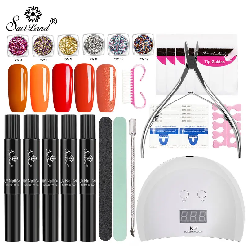 SET 5 Soak Off УФ лак для ногтей Наборы телячьей кожи гель 3 в 1 гель для ногтей Лаки Ручка лак гель для ногтей one step для ногтей без необходимы вещи наивысшего Базовое покрытие - Цвет: SET 5