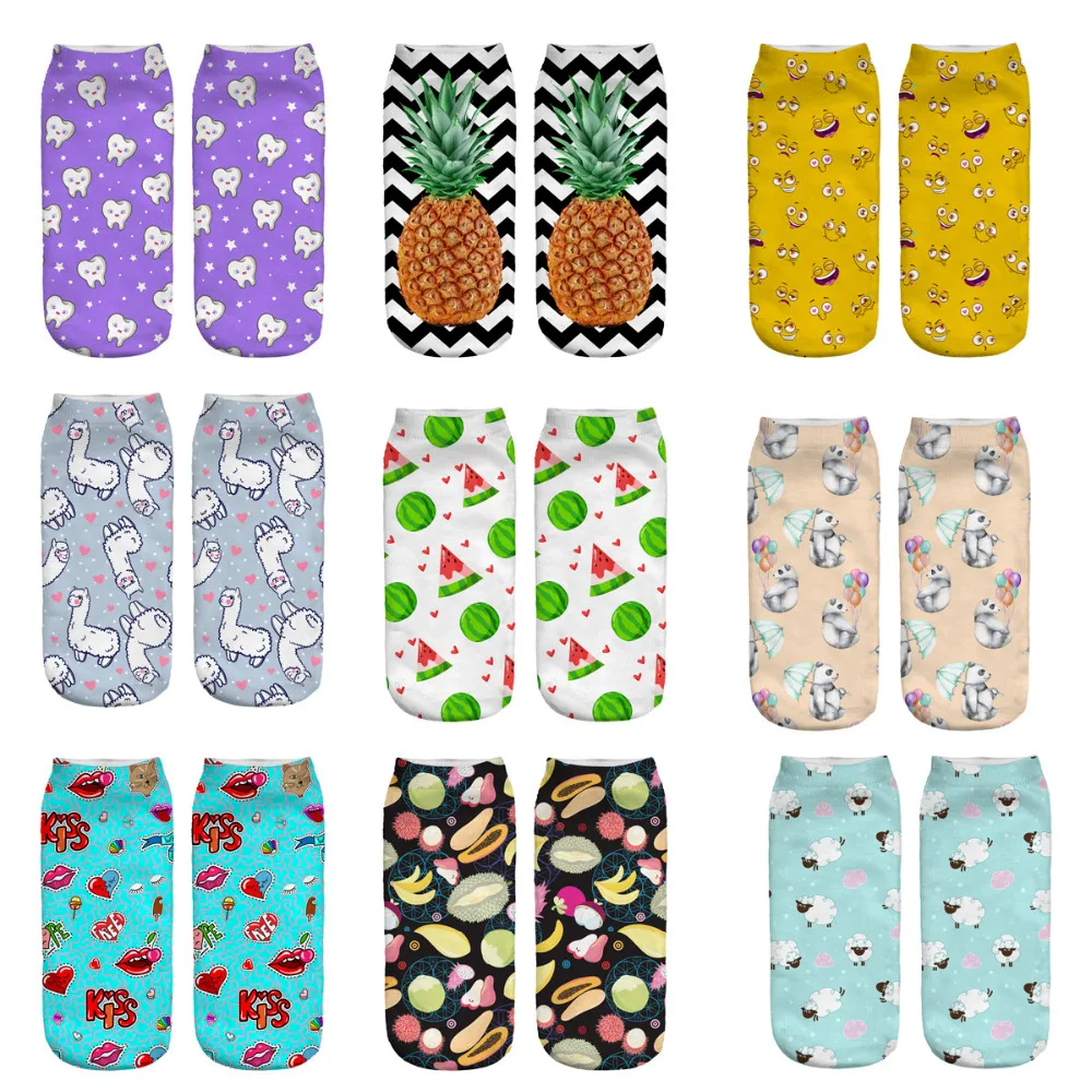 1 пар/упак. 3d Милые Мультяшные носки с узором ананаса популярные женские унисекс