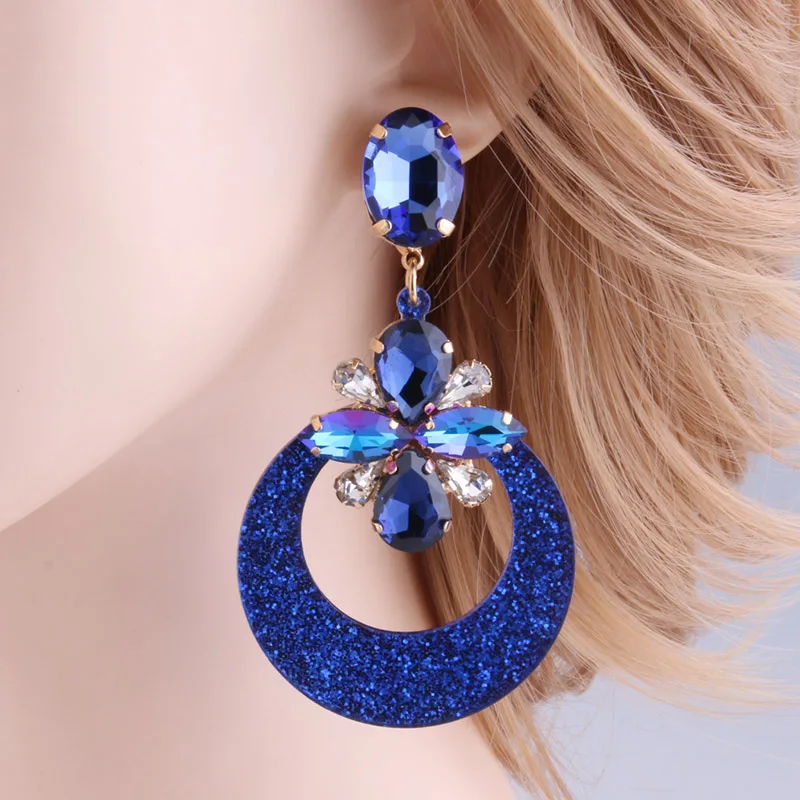 Висячие серьги NeeFu WoFu из смолы брендовые большие с кристаллами длинные