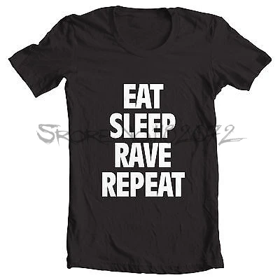 Брендовые мужские футболки черная приталенная футболка с надписью Eat SLEEP RAVE