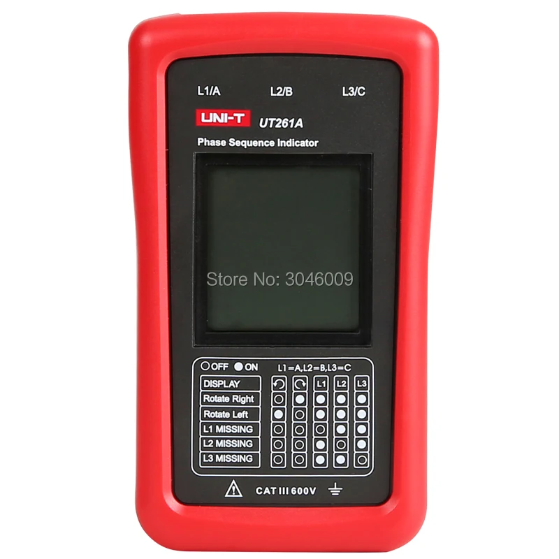 UNI-T UT261A индикатор фазовой последовательности и вращения двигателя; индикатор фазовой последовательности, переменный ток 40-690 В