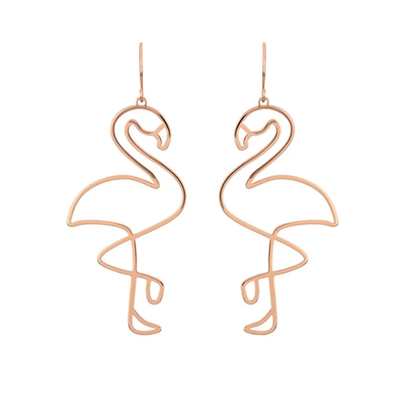 Golden Flamingo Богемные модные висячие серьги с фламинго для женщин, великолепные шикарные висячие серьги с Луной и звездой для девушек, изысканные висячие серьги, ювелирные изделия в стиле бохо - Окраска металла: Golden Flamingo