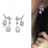elegant chandelier aaa cubic zirconia long big cz cubic zirconia bling bridal dangle drop earring for wedding jewelry
