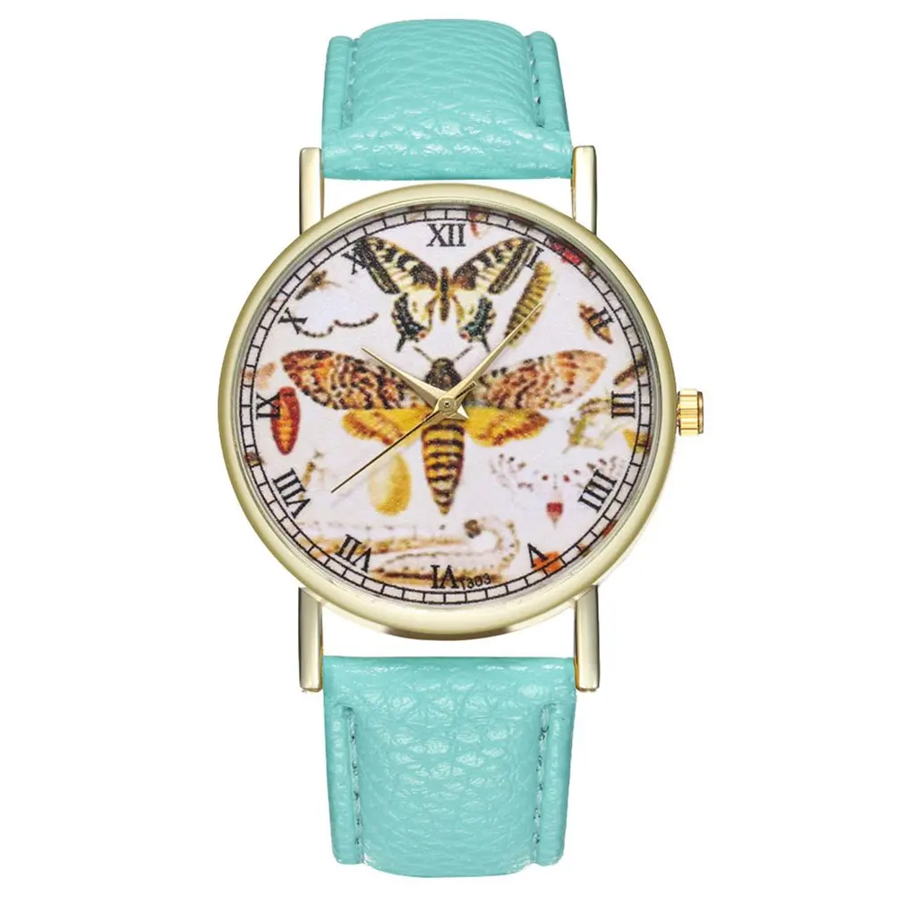 Брендовые роскошные мужские и женские кварцевые часы с узором насекомых