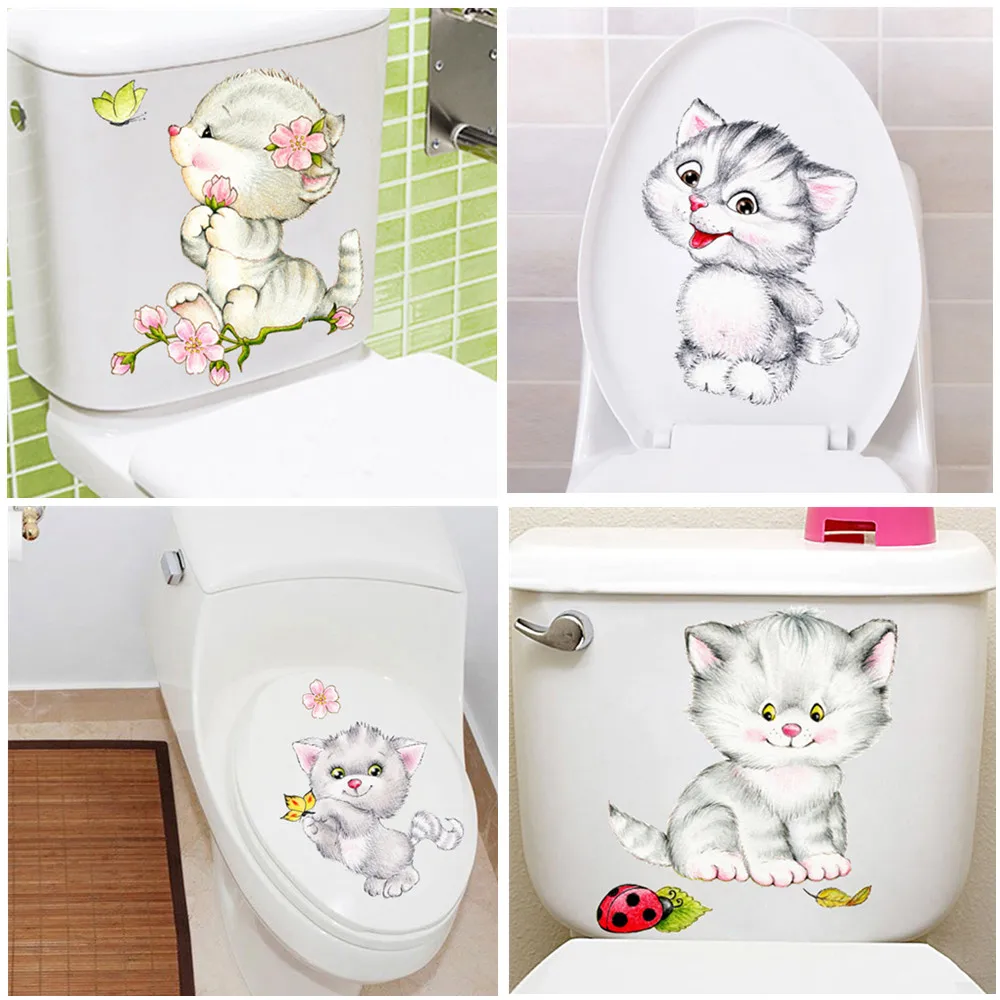 Симпатичные Новые наклейки на унитаз с отверстиями яркие украшения для ванной