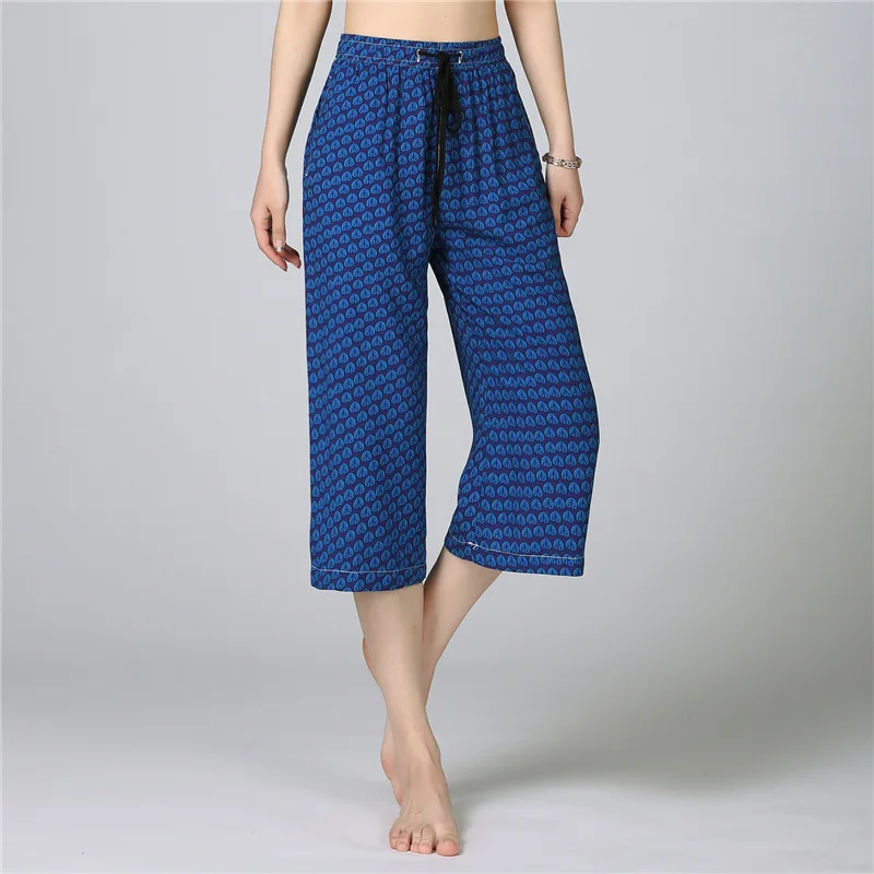 Летние женские мягкие вискозные штаны для сна повседневные свободные ночные