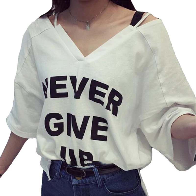 2018 новые летние модные Топы корректирующие с буквенным принтом женские Футболки