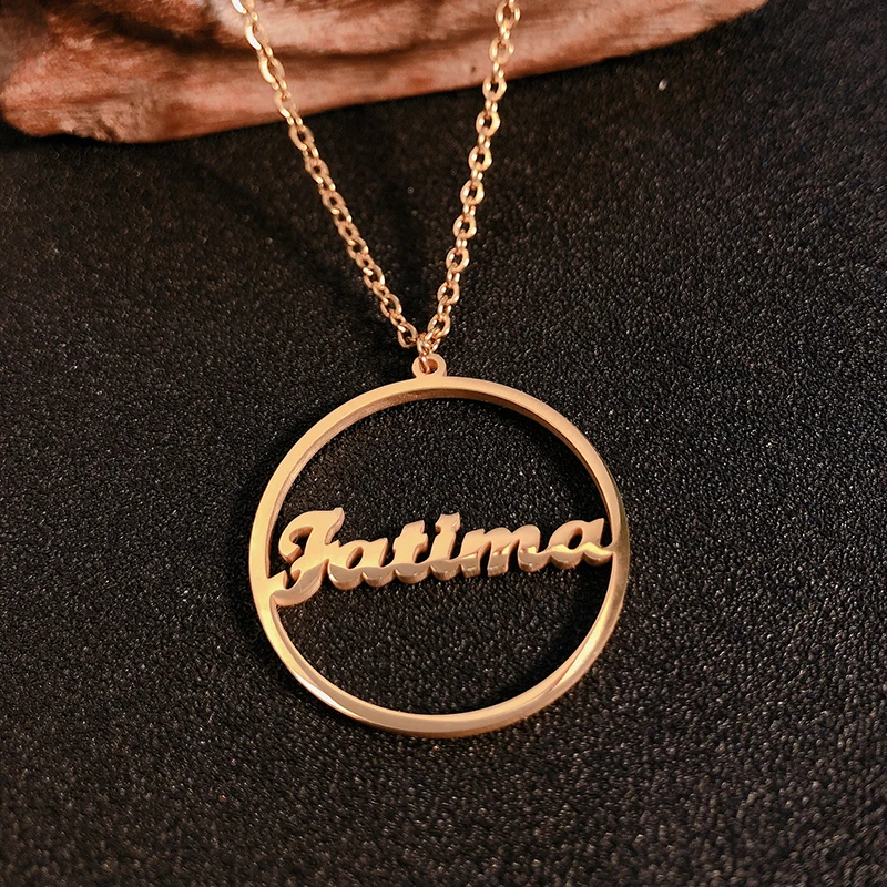Персонализированные любое имя ожерелье из нержавеющей стали золотой круг