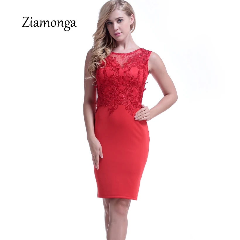 Женское облегающее платье без рукавов Ziamonga Кружевное миди до колена с цветочным