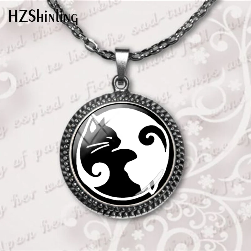 Модное ожерелье с подвеской-кабошоном изображением животных и кошек Ying Yang ручной