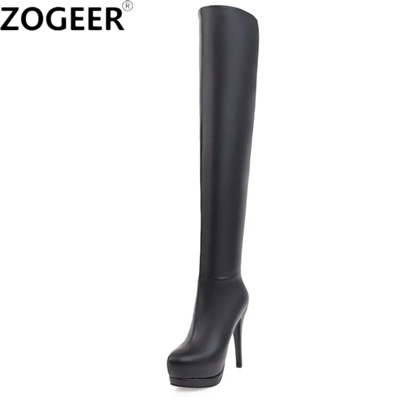 Женские ботфорты из ПУ кожи на высоком тонком каблуке|Ботфорты| |