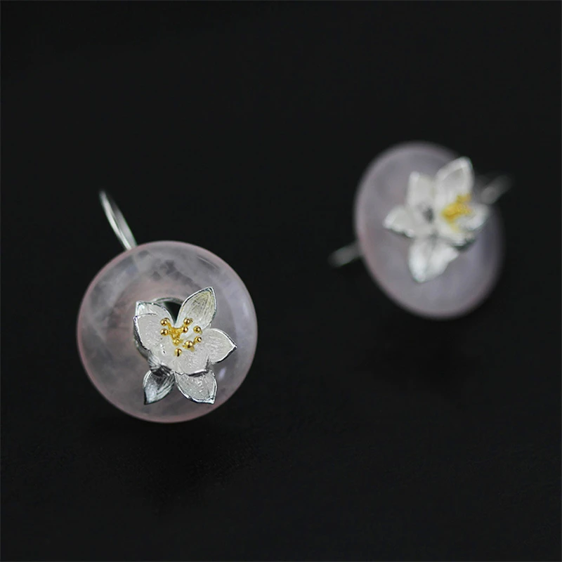 Lotus Fun реальные 925 серебро Натуральный камень творческий ручной Ювелирные