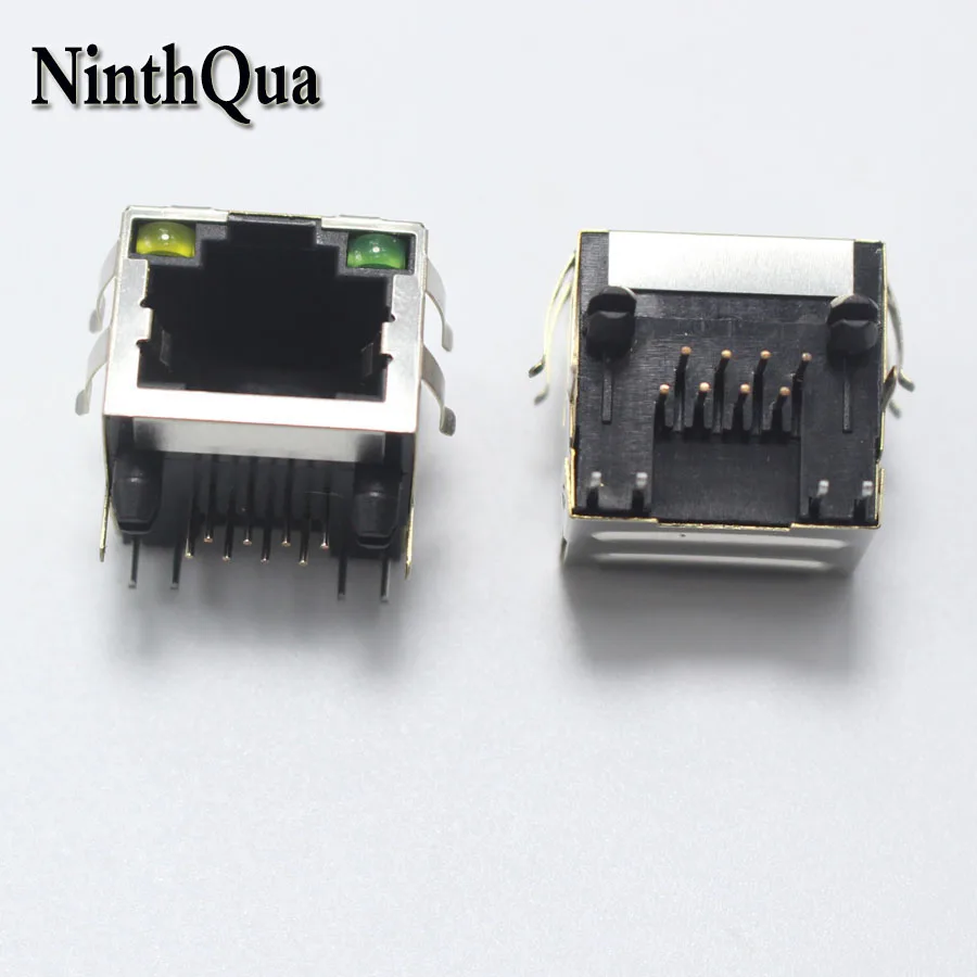 Модульный сетевой разъем RJ45 с прямым углом 2 шт. PCB 56 8P LAN экранированный
