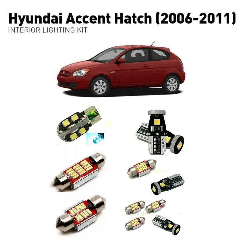 Светодиодные интерьерные огни для Hyundai accent hatch 2006 2011 8 шт. светодиодные лампы
