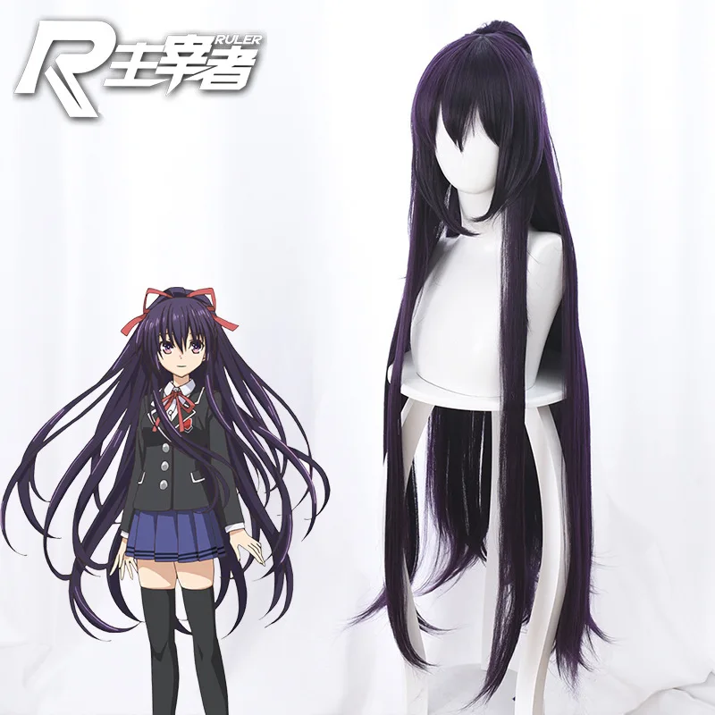 Парик Tokisaki Kurumi из японского аниме дата 3 косплей темно фиолетовый длинный парик