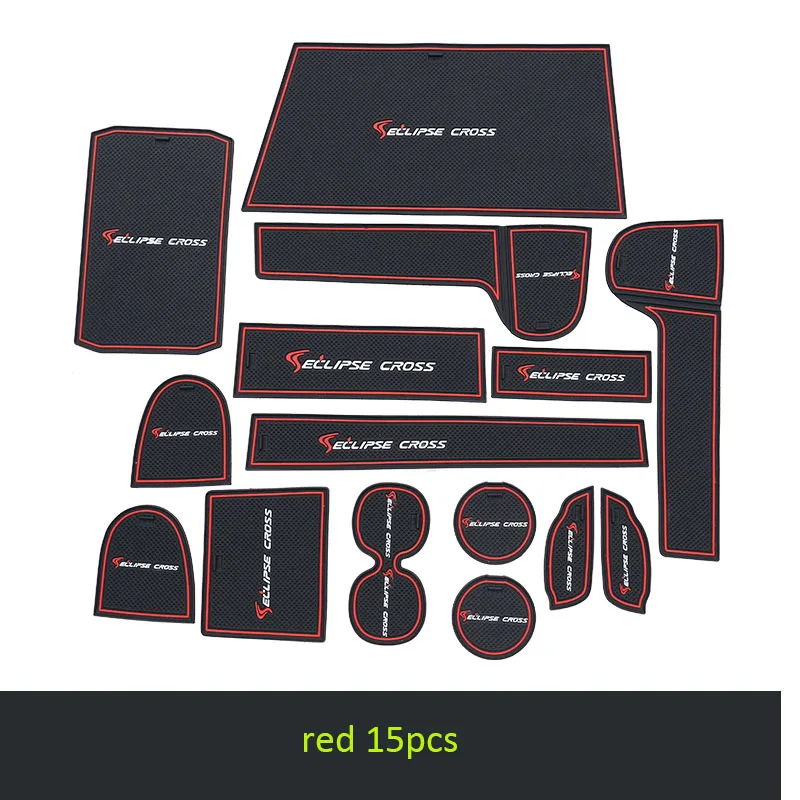 red 15pcs Коврик для двери специальный Противоскользящий коврик для воды декоративный внутренний слот для хранения для Mitsubishi ECLIPSE CROSS - Цвет: red 15pcs