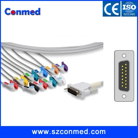 Новинка совместим с 15 контактным кабелем Schiller EKG 10 ю свинцовыми проводами IEC/AHA