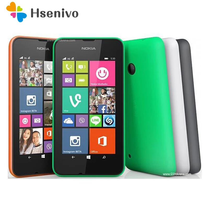 Nokia Lumia 530 Восстановленный-оригинальный 530 Windows Phone 8,1 4,0 дюйм четырехъядерный, две SIM-карты, 4 Гб ПЗУ, камера 5 Мп, 3G WCDMA Wifi GPS