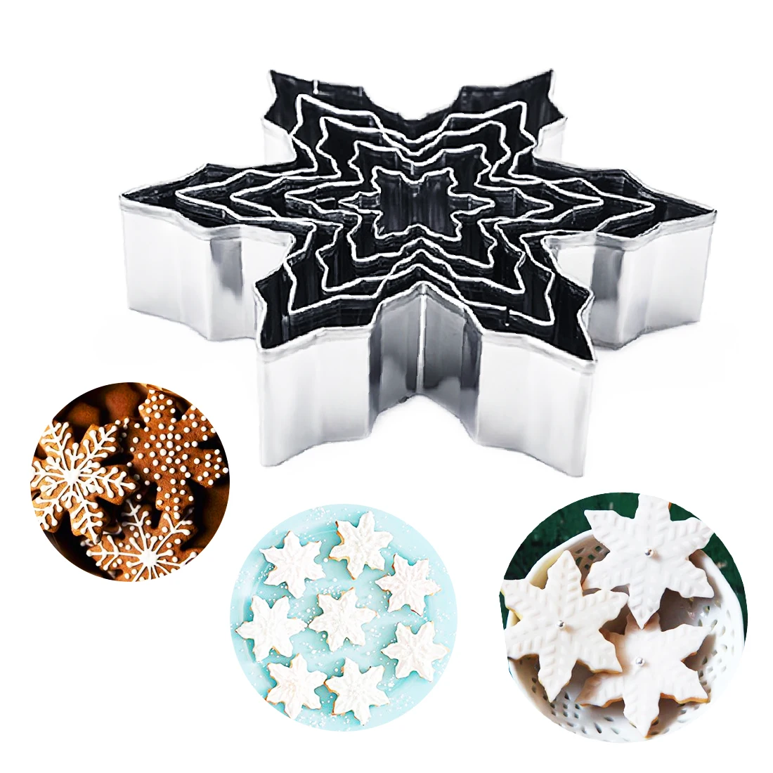 Штамп для печенья 5 шт./компл. форма Снежинки из нержавеющей стали Форма торта 3D
