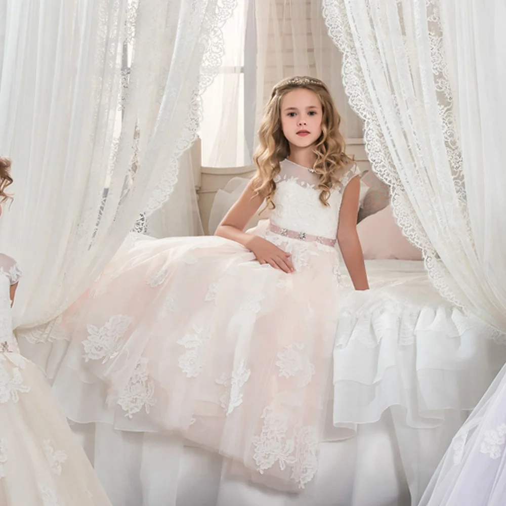 Элегантное платье принцессы с цветочным рисунком для девушек на свадьбу бальное