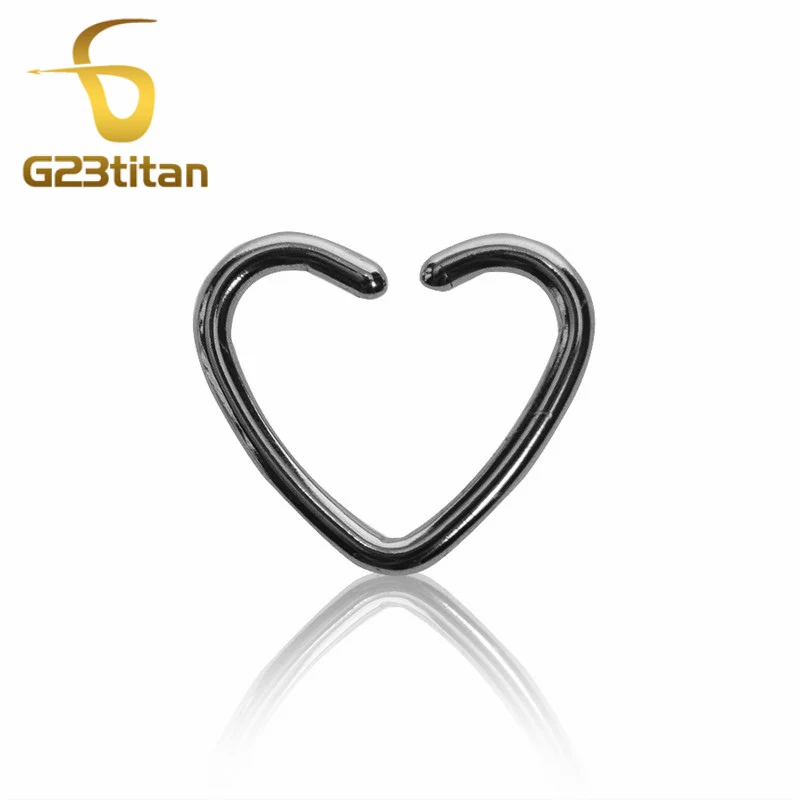 Hypoallergenic Titanium Heart Hoop 16G Ear Helix Daith Rook Earring Fake Piercing Septum Ring Gothic Jewelry Women Men Accessory |