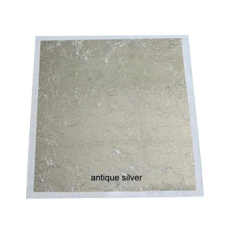 antique silver 14*14 см имитация золотого, серебряного, медного золочения бумага из фольги Лист Листья листы дизайн бумаги DIY Искусство Ремесло Декор бумаги 100 шт - Цвет: antique silver