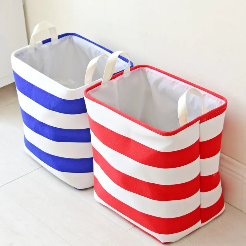 

Home Storage Basket Thick Striped Storage Basket Square Box Toy Clothing Finishing Storage Basket