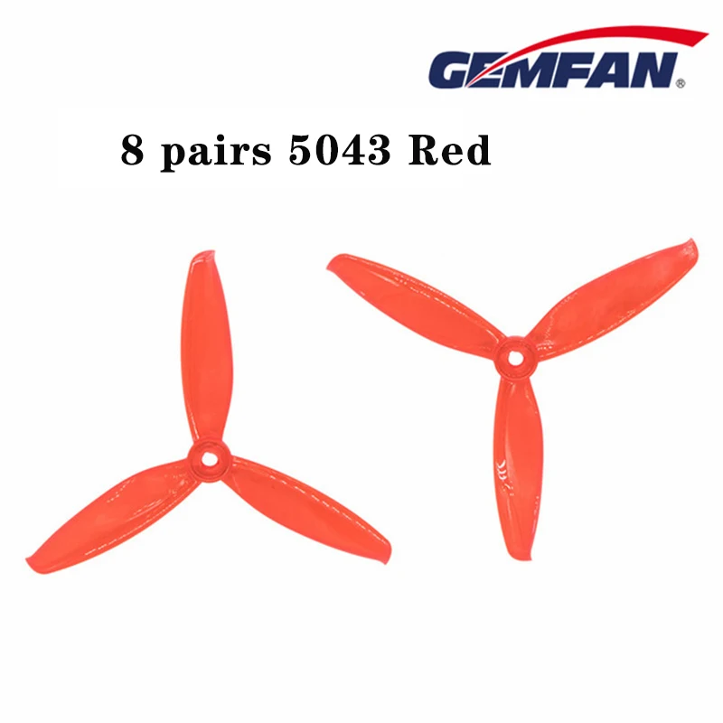 5043 Red 8 пар Gemfan 1219/1220/1635/1635/1940/2040/2540/3028/5043 пропеллер ПК вращение по часовой стрелке и против реквизит для квадролет с дистанционным управлением с видом от первого лица гоночный Бесколлекторный двигатель - Цвет: 5043 Red
