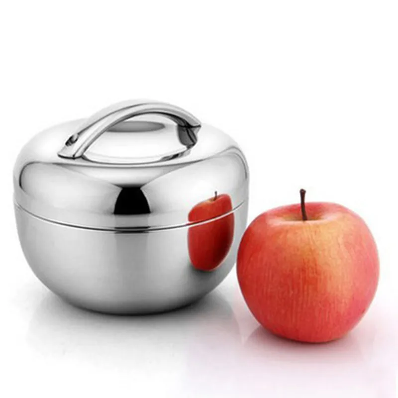 

Double Wall Stainless Steel apple Lunch Box picnic box with handle Thermos Food Container 800ml,1l,1.3l Tableware Dinnerware set