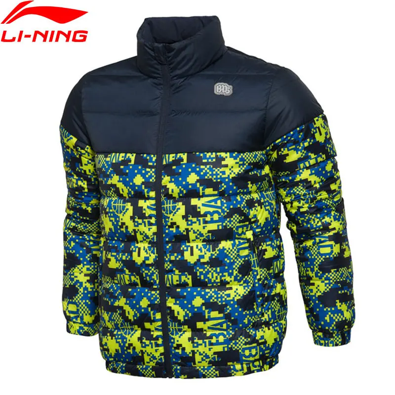 Li Ning мужской короткий пуховик для баскетбола 90% утиный пух приталенный зимний