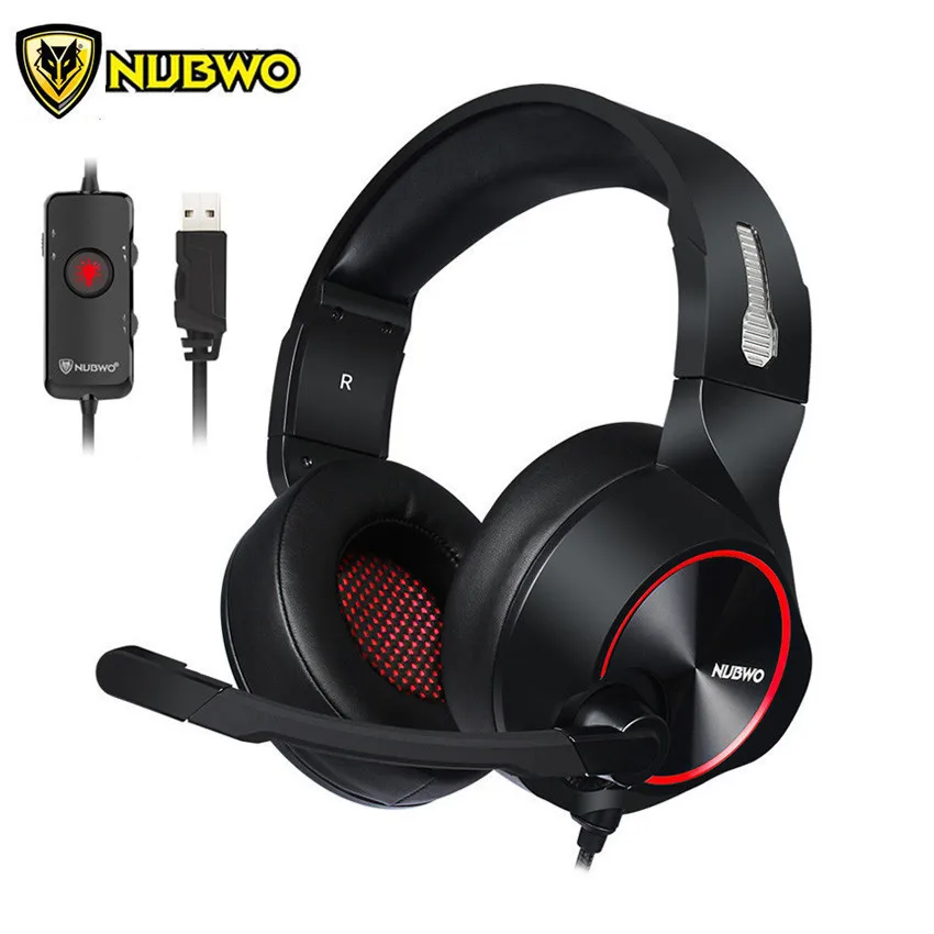 Red USB Version NUBWO 7,1 объемный звук USB игровая гарнитура шлем Проводная PS4/Xbox One головные уборы с микрофоном Регулятор громкости для компьютера - Цвет: Red USB Version
