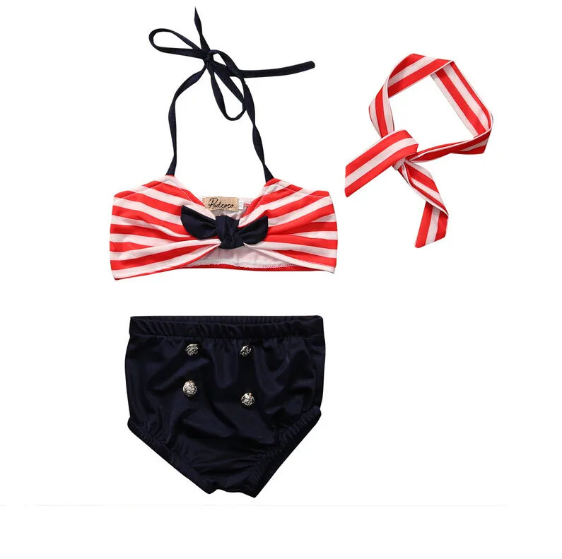 Летние 3 шт. Детские бикини для маленьких девочек женские топы комплекты одежды