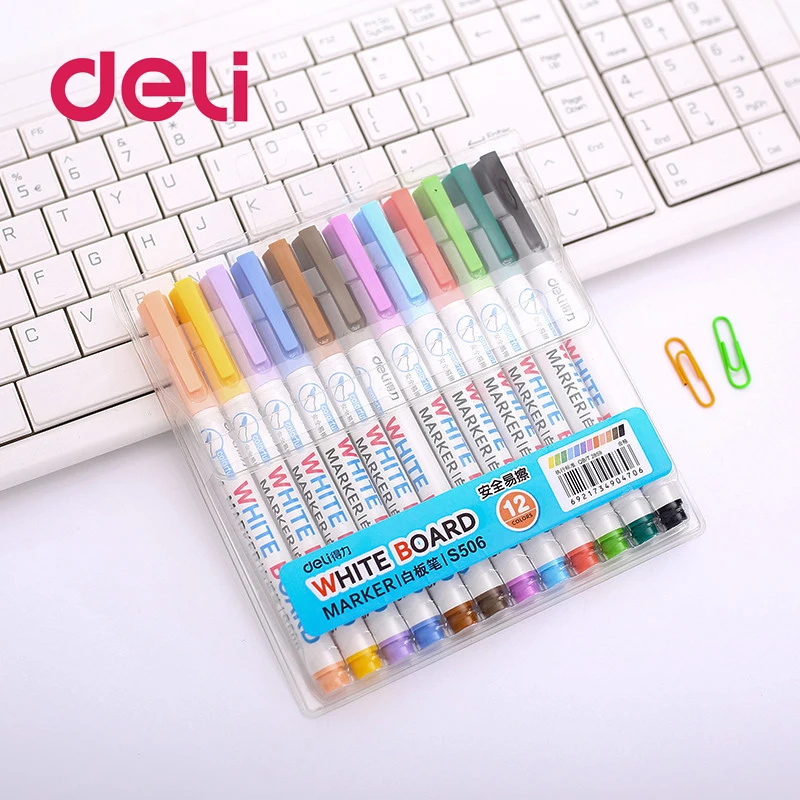 Deli 8/12 цветов маркер для белой доски нетоксичный сухой стираемый Маркер Знак