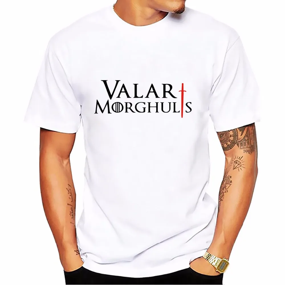 Мужская Повседневная белая футболка valar morghulis dohaeris большие размеры | одежда