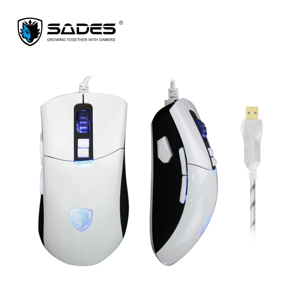 White SADES S16 GUNBLADE 4-уровневая игровой Мышь геймера Мышь проводной 3000 Точек на дюйм 8 кнопок - Цвет: White