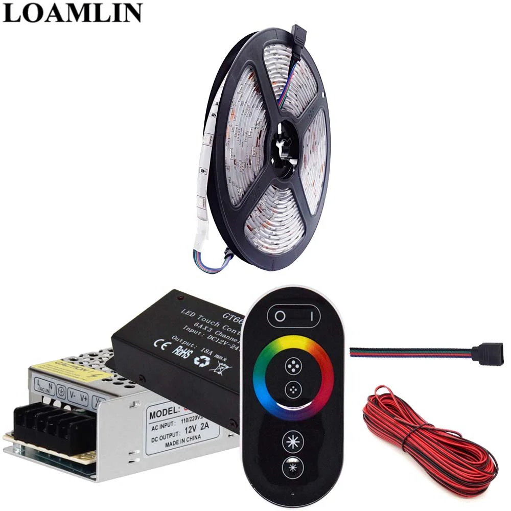 SMD5050 30 светодиодов/м RGB светодиодный светильник CT666 RGB Led контроллер усилитель с сенсорным пультом дистанционного управления DC12V Led Трансформатор комплект