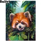 Алмазная живопись Красная панда, картина с животными, Универсальная круглая Алмазная Вышивка крестом 5D сделай сам, украшение для дома