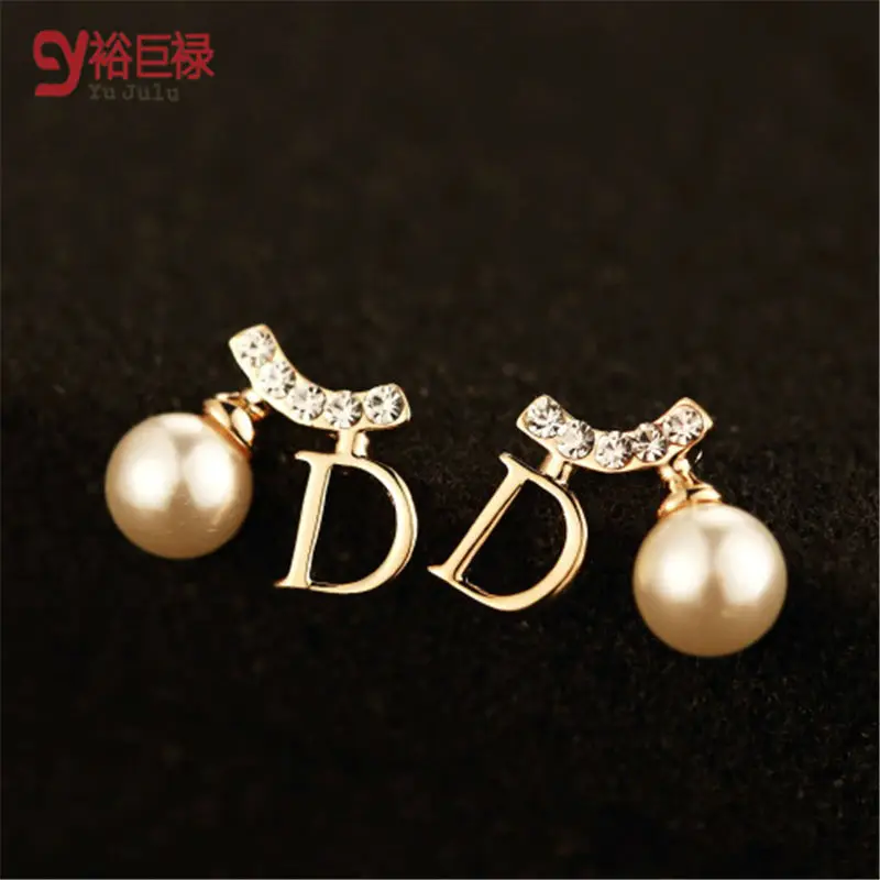 Новые роскошные брендовые D жемчужные серьги гвоздики для женщин модные