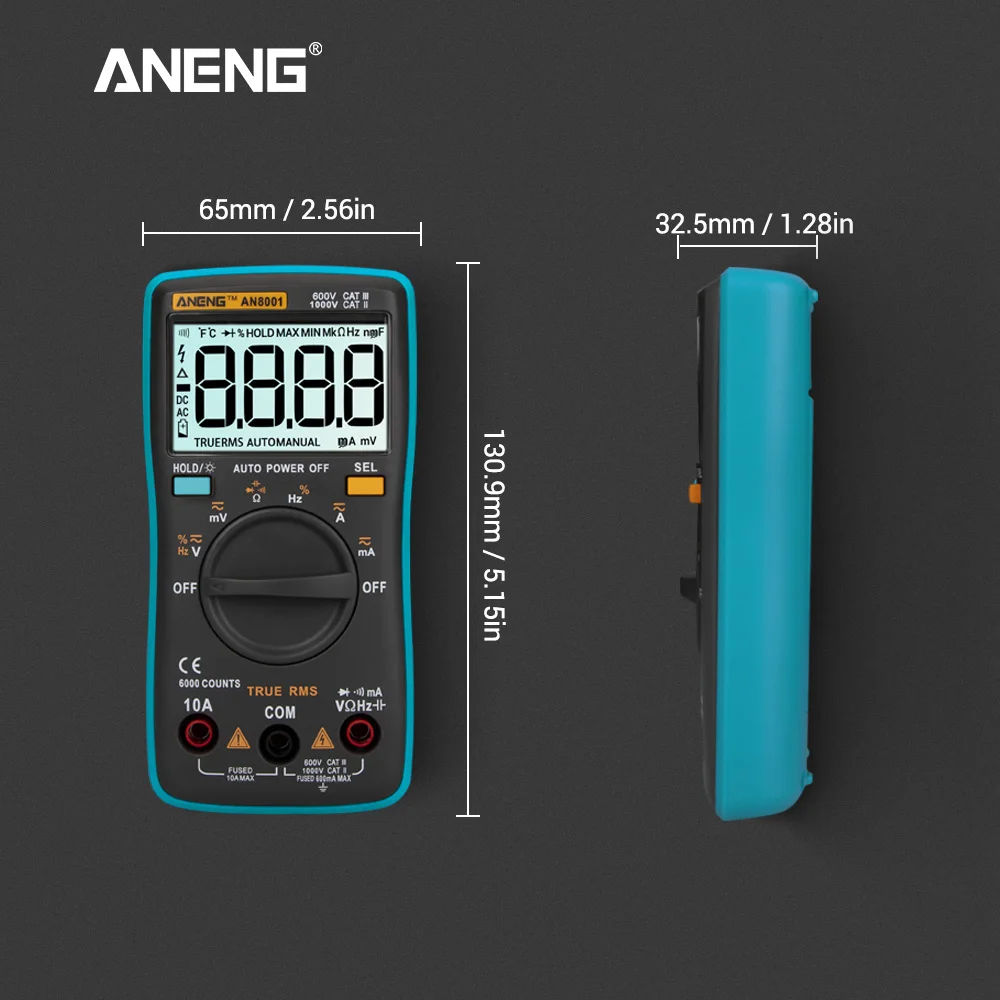 ANENG AN8001 True-RMS мультиметр цифровой multimeter транзистор тестер esr мультиметр digital multimeter провода для мультиметра указатель напряжения transistor capacitor tester dc dc мультитерка ZT102/RM102