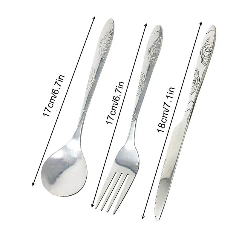 Stainless Steel Tableware Set with Organizer Bag Knifes Fork Spoon Lightweight Cutlery Traveling Camping Flatware Dinnerware | Спорт и