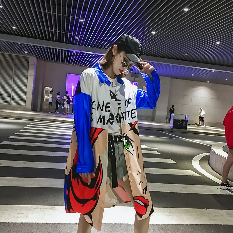 Мультфильм печати рубашки для мальчиков блузка Harajuku женщин блузки оверсайз 2018