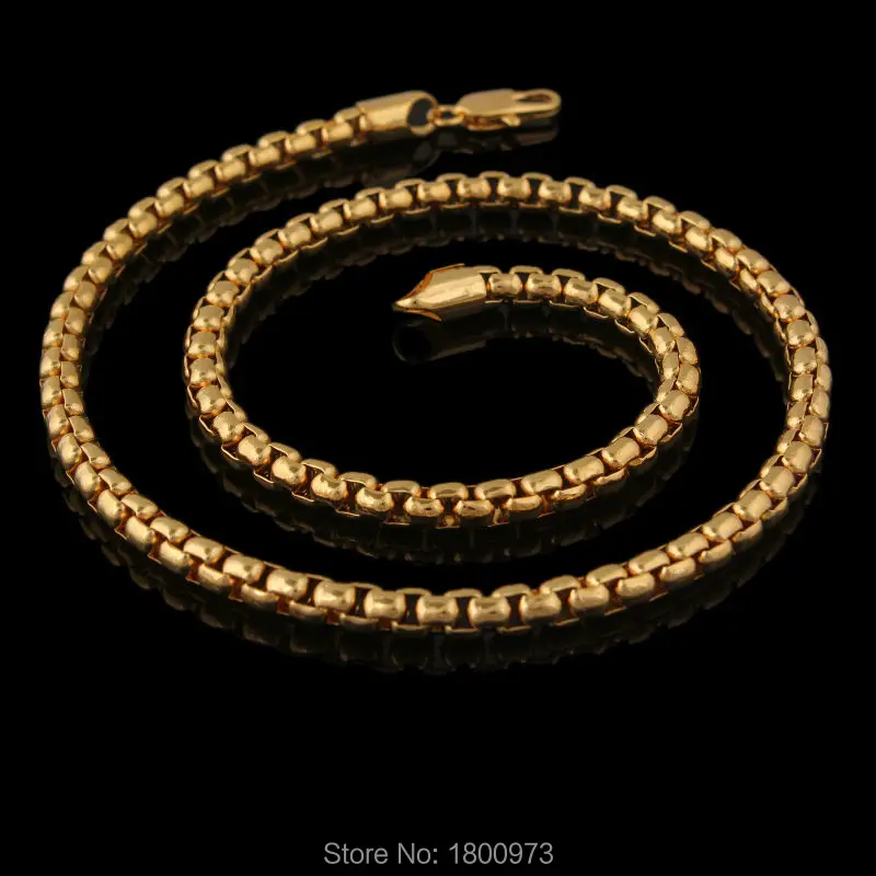 4 мм желтое золотое ожерелье с цепочкой для женщин и мужчин мальчиков девочек