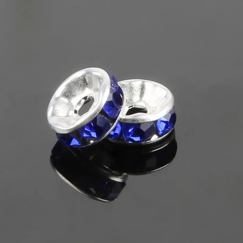 Royal Blue 50 шт./пакет золотого серебряного цвета со стразами Rondelles Хрустальная бусина 6 мм/8 мм Свободный Бисер для одежды для свадебного платья украшения из ткани - Цвет: Royal Blue