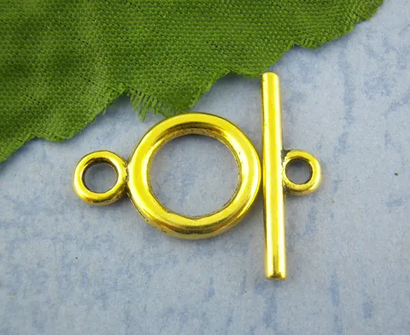 

Zinc metal alloy Toggle Clasps Round Gold Color 23mm x6mm( 7/8" x 2/8") 19mm x14mm( 6/8" x 4/8"), 6 Sets new