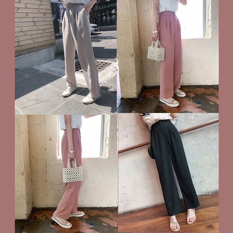 

MISHOW Long Pants Female Loose Elegant OL Work Trousers Women High Waist Wide Leg Pants Cssual Solid Lady Pants MX19B2587